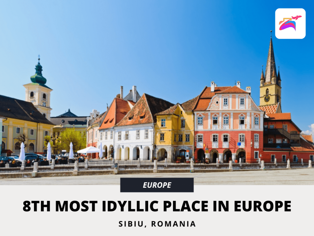 Panoramic view of Sibiu central square in Transylvania, Romania